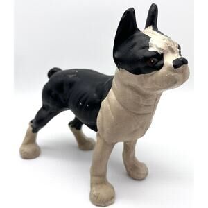 ANTIQUE HUBLEY BOSTON TERRIER CAST IRON DOG DOOR DOORSTOP RARE STRAIGHT LOOKING